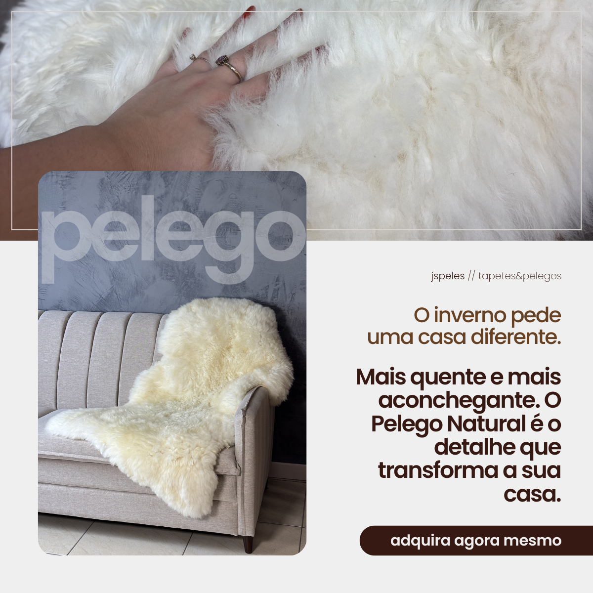 Kit 6 Pelegos Naturais de Ovelha Premium GG 108cm x 70cm
