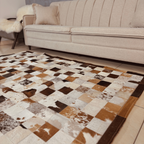 Tapete De Couro Quadriculado Premium Marrom Malhado Placa 10x10