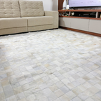 Tapete De Couro Quadriculado Premium Off White Placa 10x10