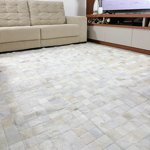 Tapete De Couro Quadriculado Premium Off White Placa 10x10