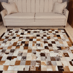 Tapete De Couro Quadriculado Premium Marrom Malhado Placa 10x10