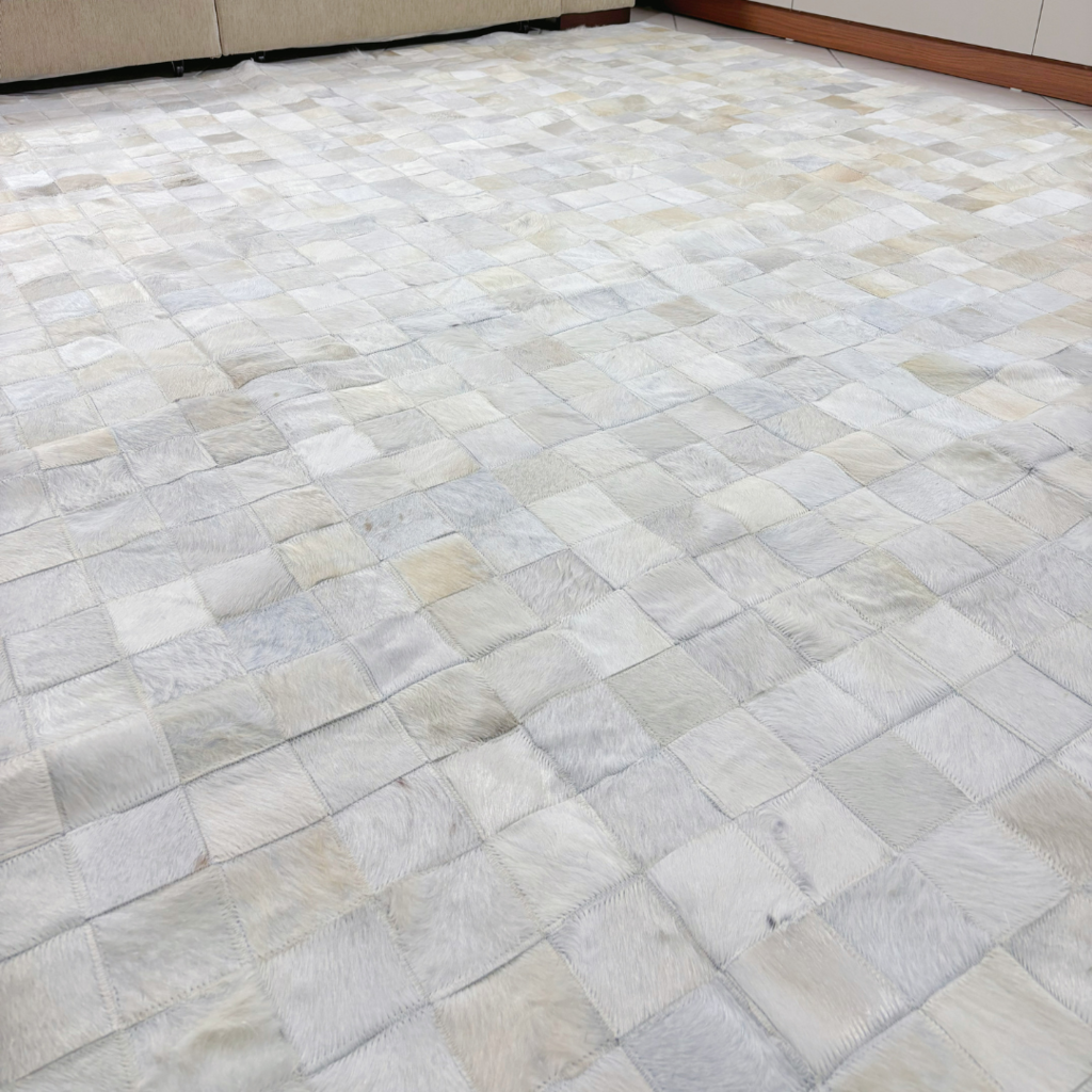 Tapete De Couro Quadriculado Premium Off White Placa 10x10