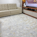 Tapete De Couro Quadriculado Premium Off White Placa 10x10